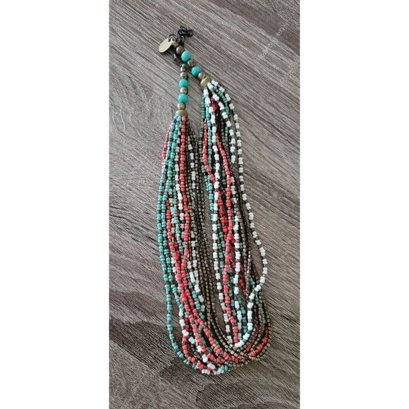 ZAD Multi-Strand Beaded Necklace – Boho Layered Colorful Statement Jewelry - Picture 5 of 6